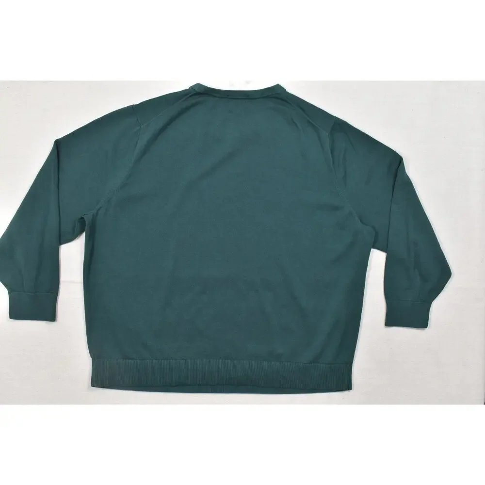 Lands' End Men 4XL/T Dark Green 100% Supima Cotton Crewneck Raglan Sweater Tall